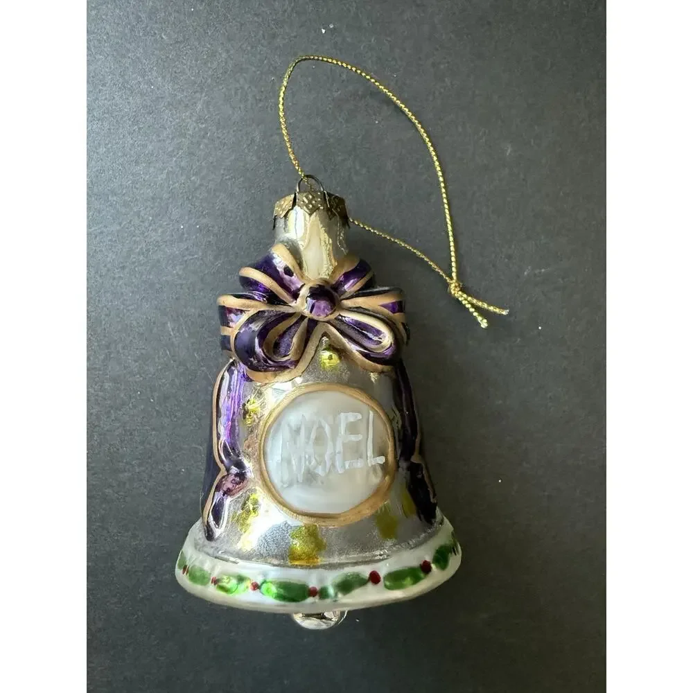 Vintage Thomas Pacconi Bell Santa Christmas Ornament Hand Blown Holiday Decor